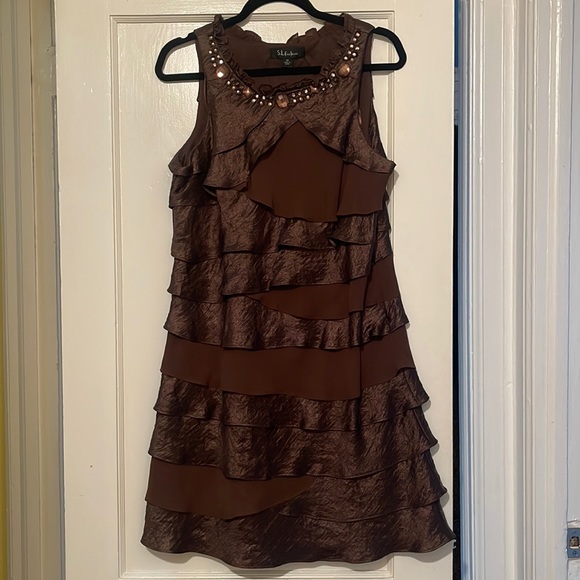 Brown Ruffle Dress - Picture 1 of 7